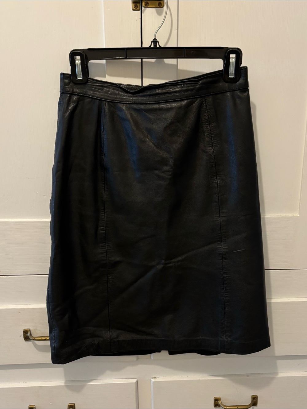 Vintage Express Black Leather Pencil Skirt